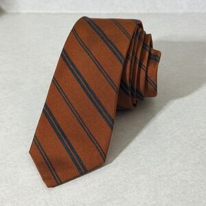 Robert Talbott Best of Class Silk Cotton Striped Tie Rust Orange Slate Blue USA